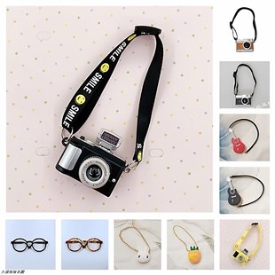 掌门狗相机吉他20cm棉花娃娃衣服装 配件链条包包玩偶眼镜单反斜挎