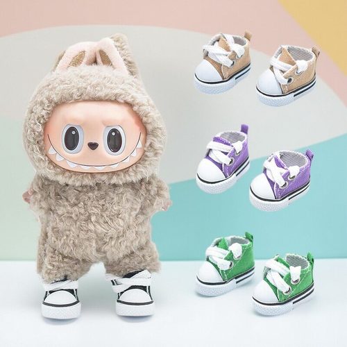 Labubu帆布鞋 17CM拉布布挂件鞋子 10厘米棉花娃娃贝儿挂件娃衣