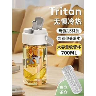 学生水杯女生高颜值孕妇茶水分离泡茶杯子夏 吸管杯大容量2024新款
