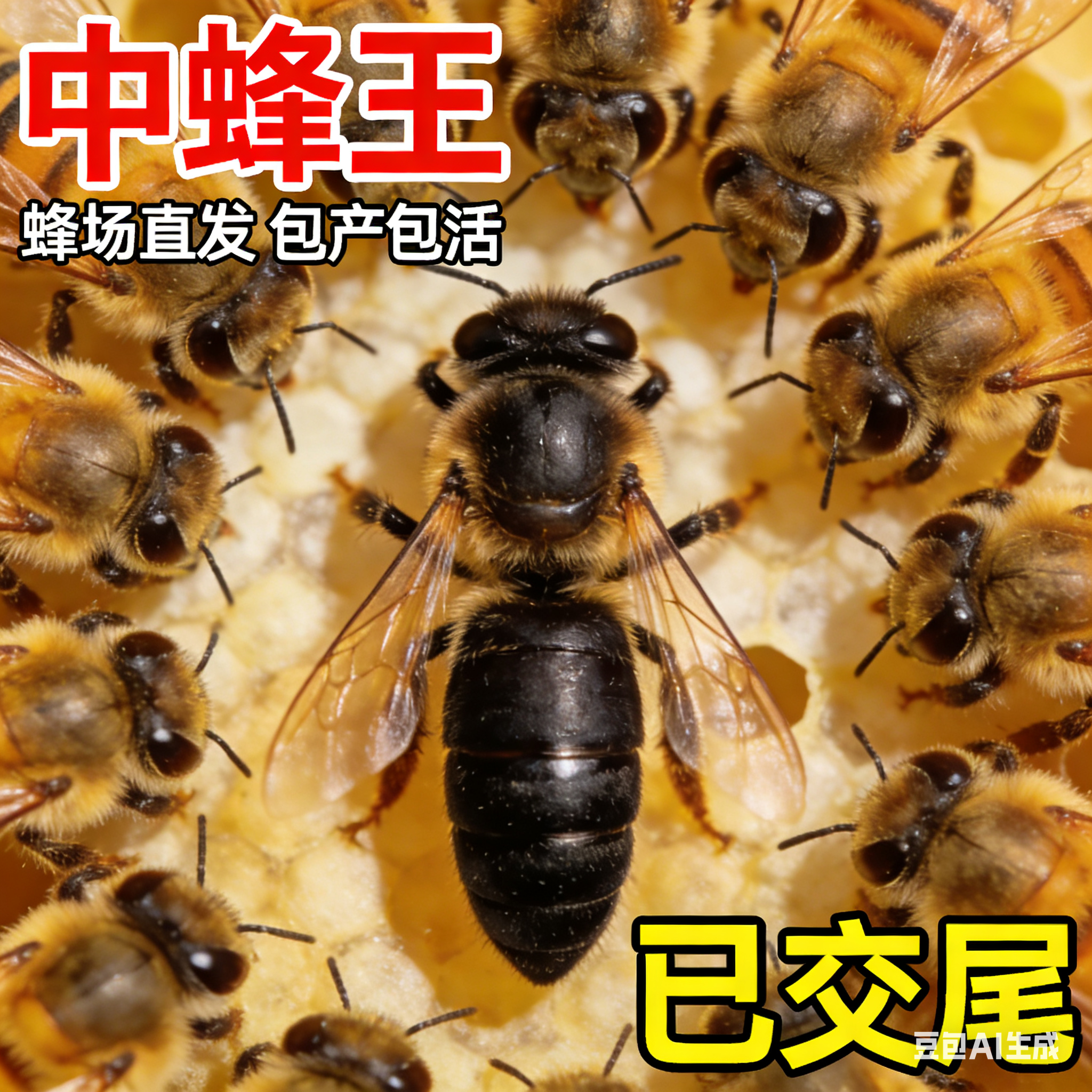 蜜蜂蜂王中蜂开产王中蜂蜂王中蜂巢础四川阿坝王蜜蜂种王顺丰包邮