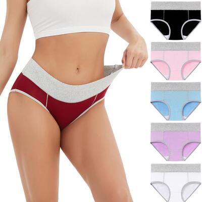 Women High Waisted Comfy Cotton Underwear Plus Size 4/5-Pack