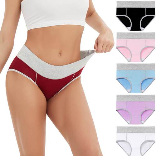 Women High Waisted Comfy Cotton Underwear Plus Size 4/5-Pack