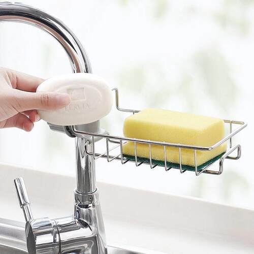 stainless steel tap draining storage rack sink shelf kitchen