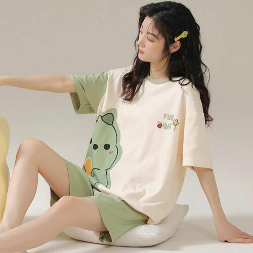 Women t shirt shorts Pyjamas pajamas Sleepwear Leisure girl