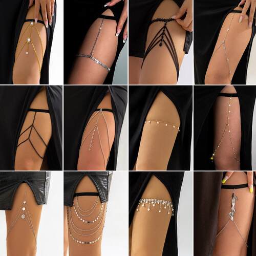 Water Diamond Beach Elastic Sexy Leg Chain for Women个性腿链