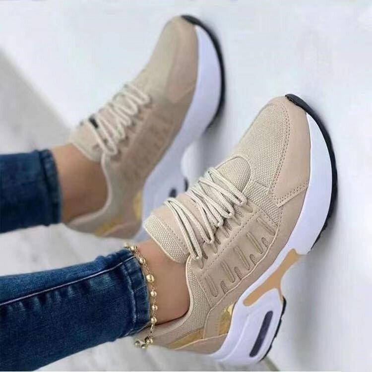 休闲运动鞋坡跟网面女鞋Sneakers women sport shoes big size 43 - 实物图