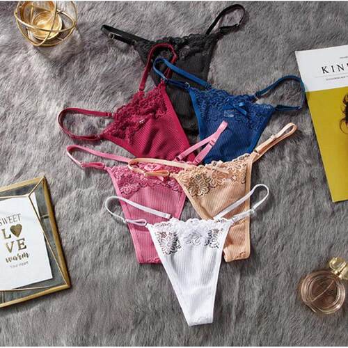 Women Sexy Low Rise Lace G-String Thongs T-Back Panties T裤