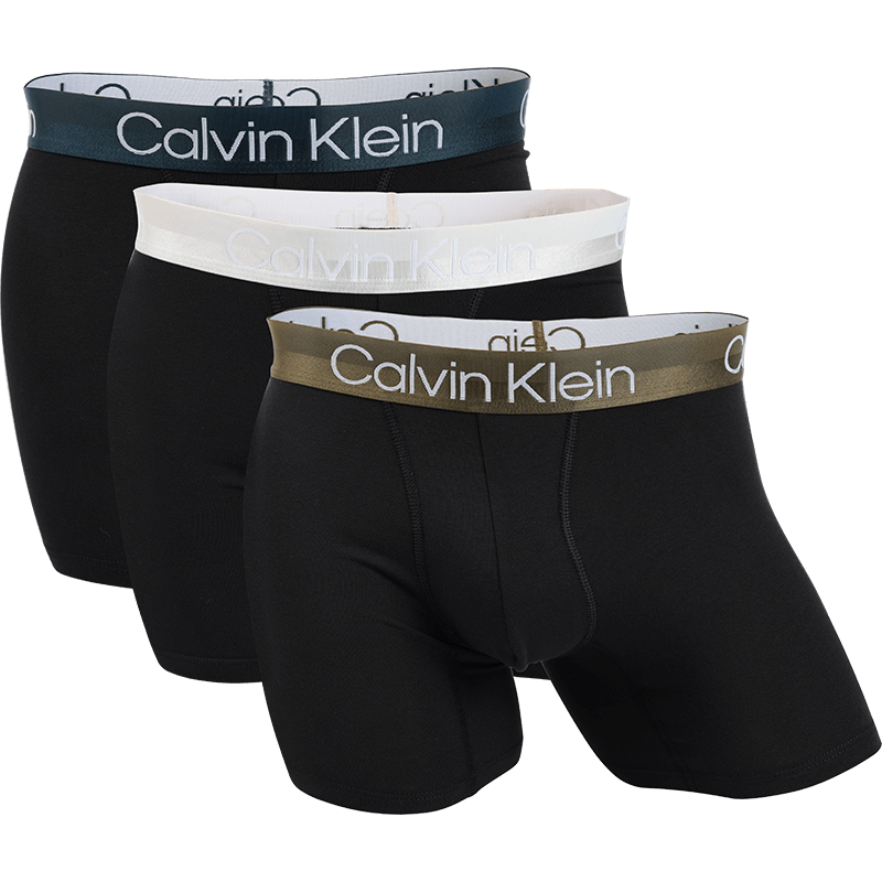【3条装】 Calvin Klein男士黑色中腰四角内裤CK新款舒适平角内裤
