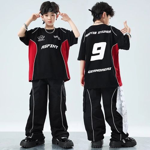 速发六一少儿孩哈炸街服装街舞表演服男嘻帅气演潮服hiphop套装出