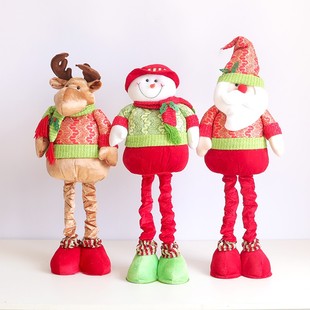 速发圣诞m装 伸缩圣诞老人雪人鹿玩具桌面摆件 饰品娃娃可75c树