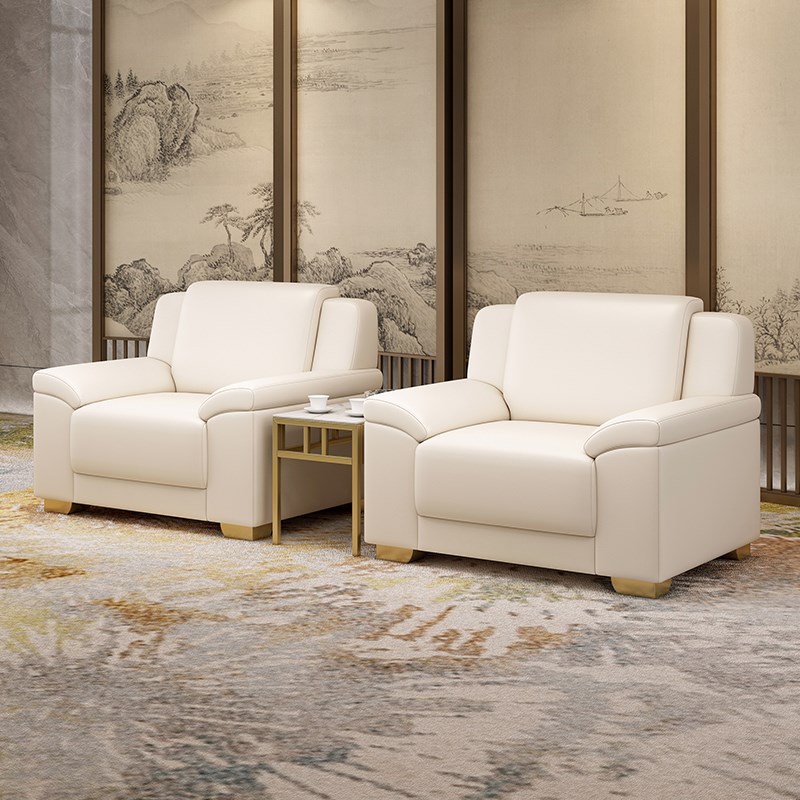 速发办贵沙发简约轻奢会议室会客休息区公宾接待新中式单人位沙发