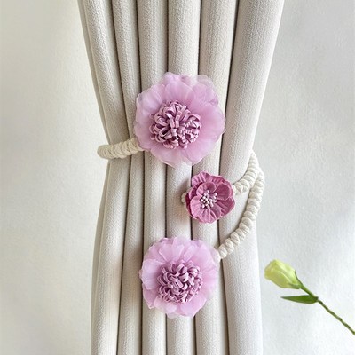 现货速发轻奢高端窗帘绑带,简约清新的花朵公主风格装饰纱幕集夹