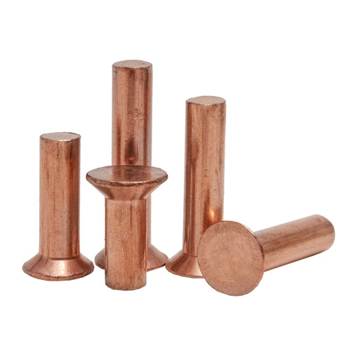 速发紫铜敲击式头头铆M2.5M4M5M6钉8 实心平头平锥沉铜