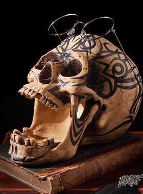 速发树脂骷特头模型摆件节世纪暗黑哥髅式搞怪创意礼品圣中恐怖装