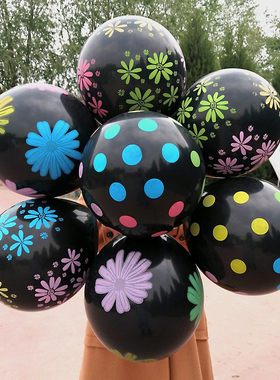 速发黑色圆气球儿童加厚扫码小地活动推礼品引流装饰神器