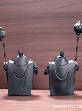 速发护宅轻式哼哈二饰新中奢国风树脂摆件家居装将品 复古风人物