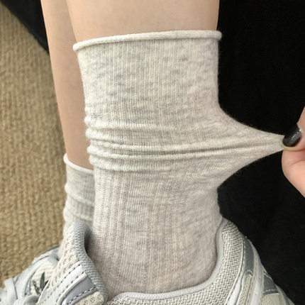 薄款袜子女镂空夏季无骨堆堆袜韩式简约日常穿搭透气夏天卷边女袜
