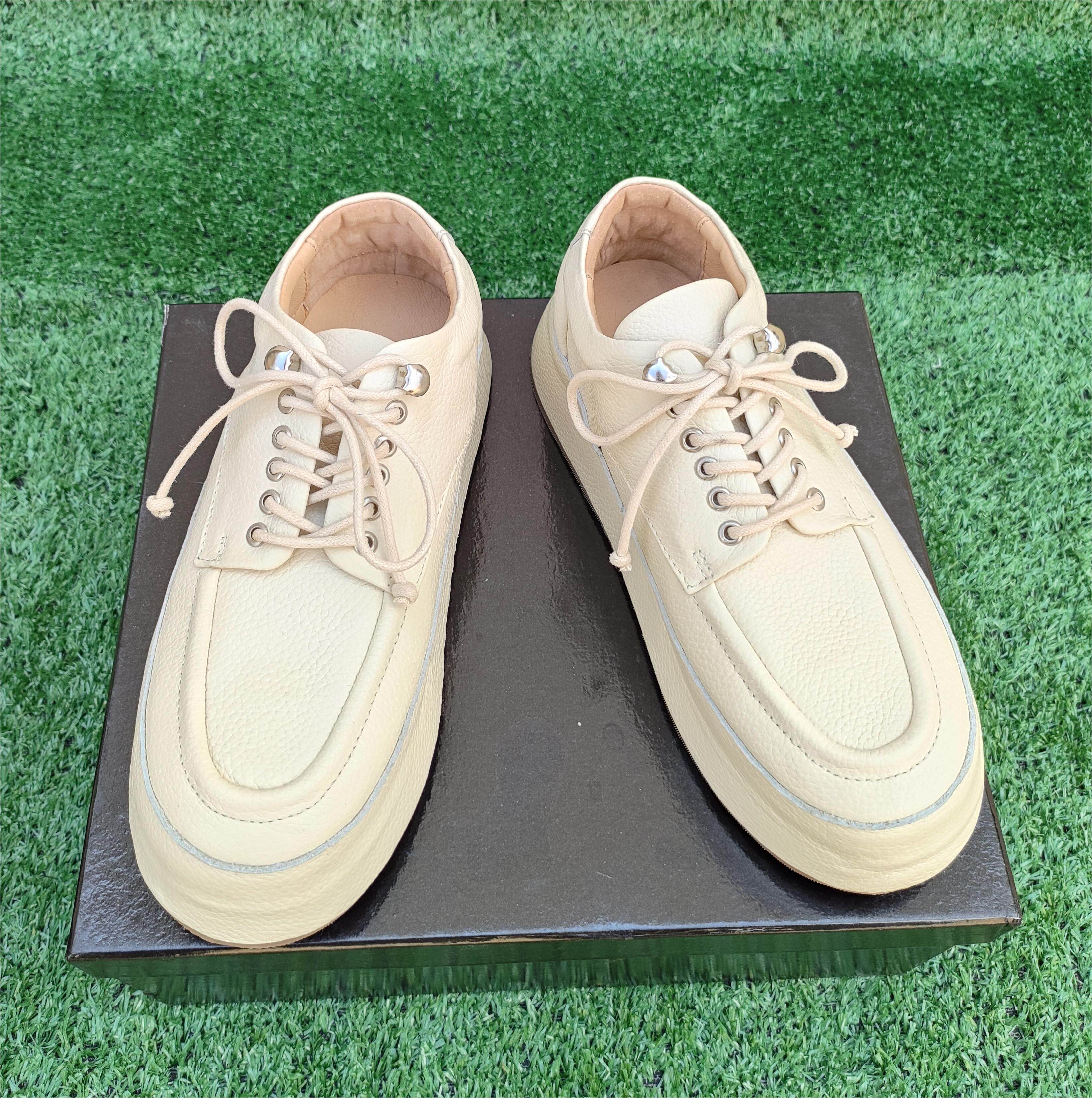 2023时尚真皮马塞尔男女同款5孔系带厚底松糕德比鞋休闲鞋小白鞋