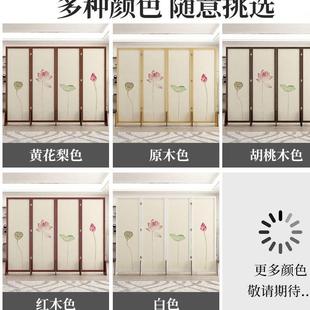 中国风房间美容院定制 禅意实木屏风隔断玄关客厅折叠移动新中式