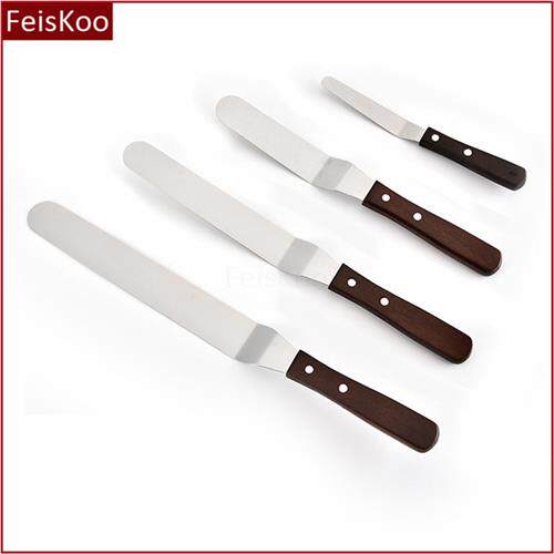 4寸6寸8寸10寸蛋糕抹刀木柄曲吻刀刮平刀 奶油裱花脱模不锈钢抹刀