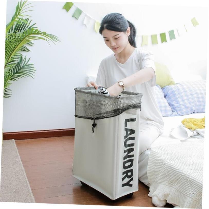 Laundry Basket Foldable Dirty Clothes With Wheels Organizer