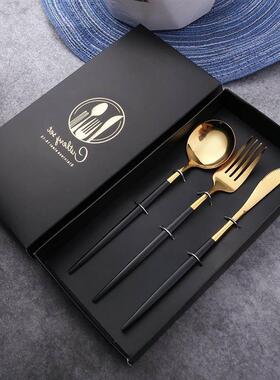 stainless steel knife and fork spoon fourpcs set golden stea