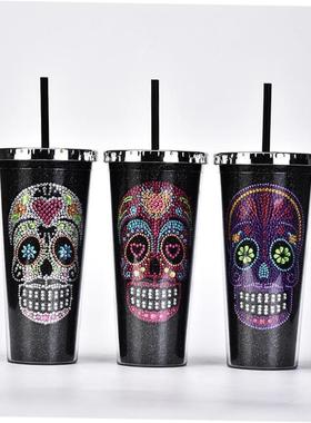 Halloween double plastic sippy cup Creative skull water cup