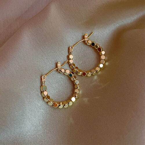 Round Circle Hoop Earrings For Women Stainless Steel Golden