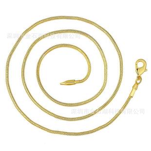 Chain Neckl Sterling color gold 18K Snake 1MM Silver 925 New