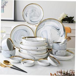 Marble Dinner Plate Set Ceramic Kitchen Plate Tableware Set1