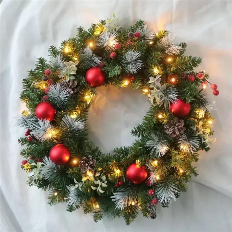 40cm Simulation LED Christmas Wreath, Front Door Christmas W