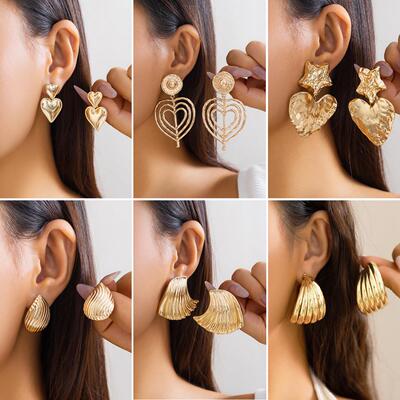 Shell ocean style niche earrings with striped earrings耳钉