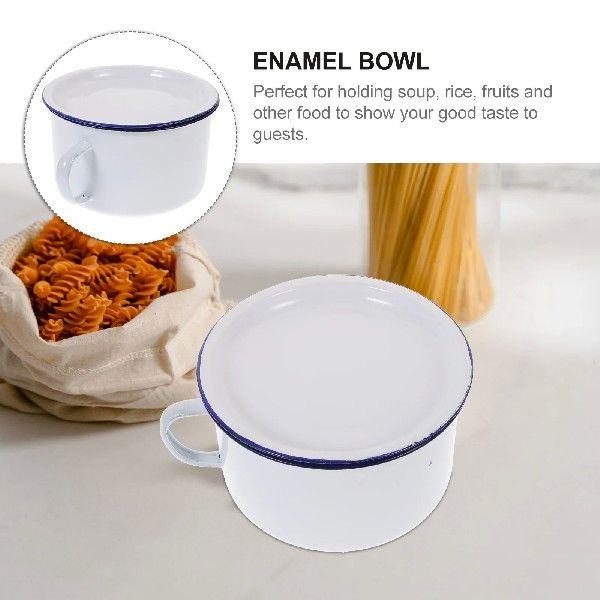 Enamel Instant Noodle Bowl Retro Ramen Bowls Soup Cup Food