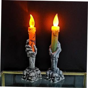 Horror Skull Ghost Halloween Candle Lights Holding Lamp LED