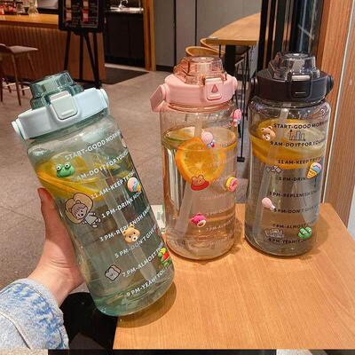 Large capacity water bottle portable sports cup with straw