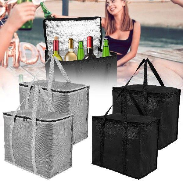 2 Pack Insulated Grocery Bags Collapsible Food Delivery Bag