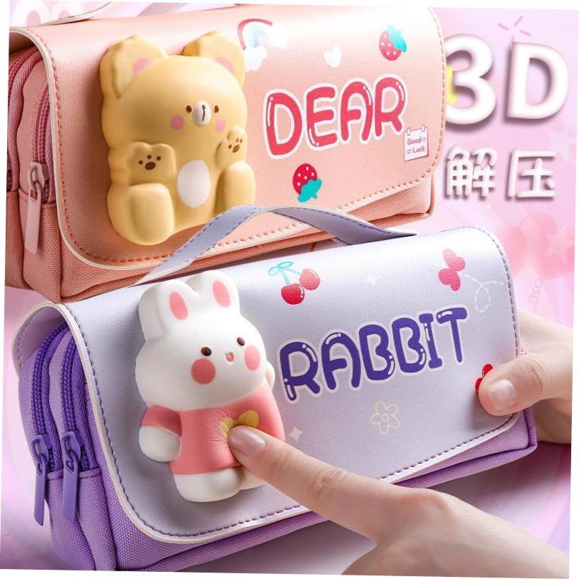 Cute Cat Decompression Pencil Case Big Pencil Box Portable G