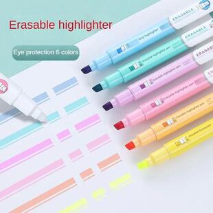 6pcs Erasable Highlighters Pastel Markers Dual Tip Fluoresce