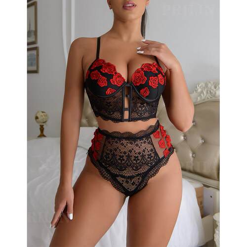 Erotic Lingerie Sexy Lace Split Hollow Lingerie Set