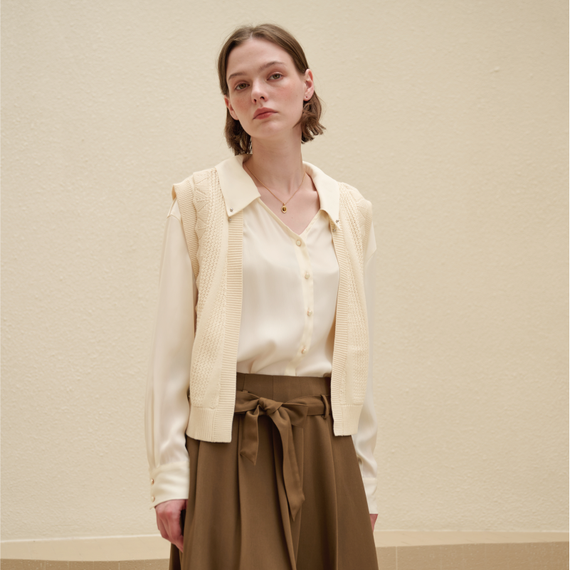 PATAVINITY衬衫文艺单排扣长袖