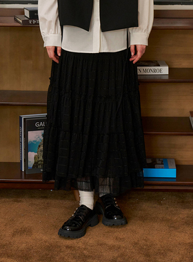 PATAVINITY甜美气质蛋糕裙女秋季垂坠感半身裙显瘦松紧腰仙女裙