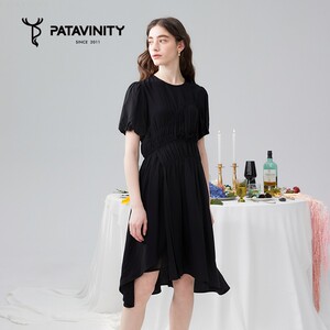 PATAVINITY夏不规则下摆连衣裙女装8F3283003