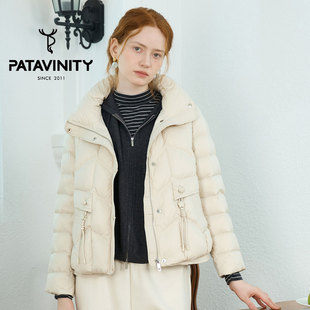 PATAVINITY时尚显瘦立领白鸭绒短款羽绒服女士冬季休闲保暖外套