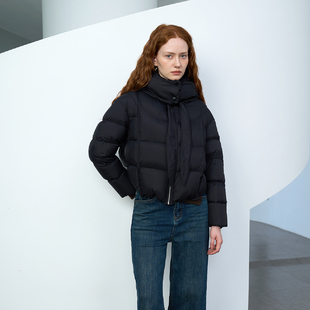 PATAVINITY零压感短款云朵泡芙羽绒服女士冬季90白鹅绒服飘带外套