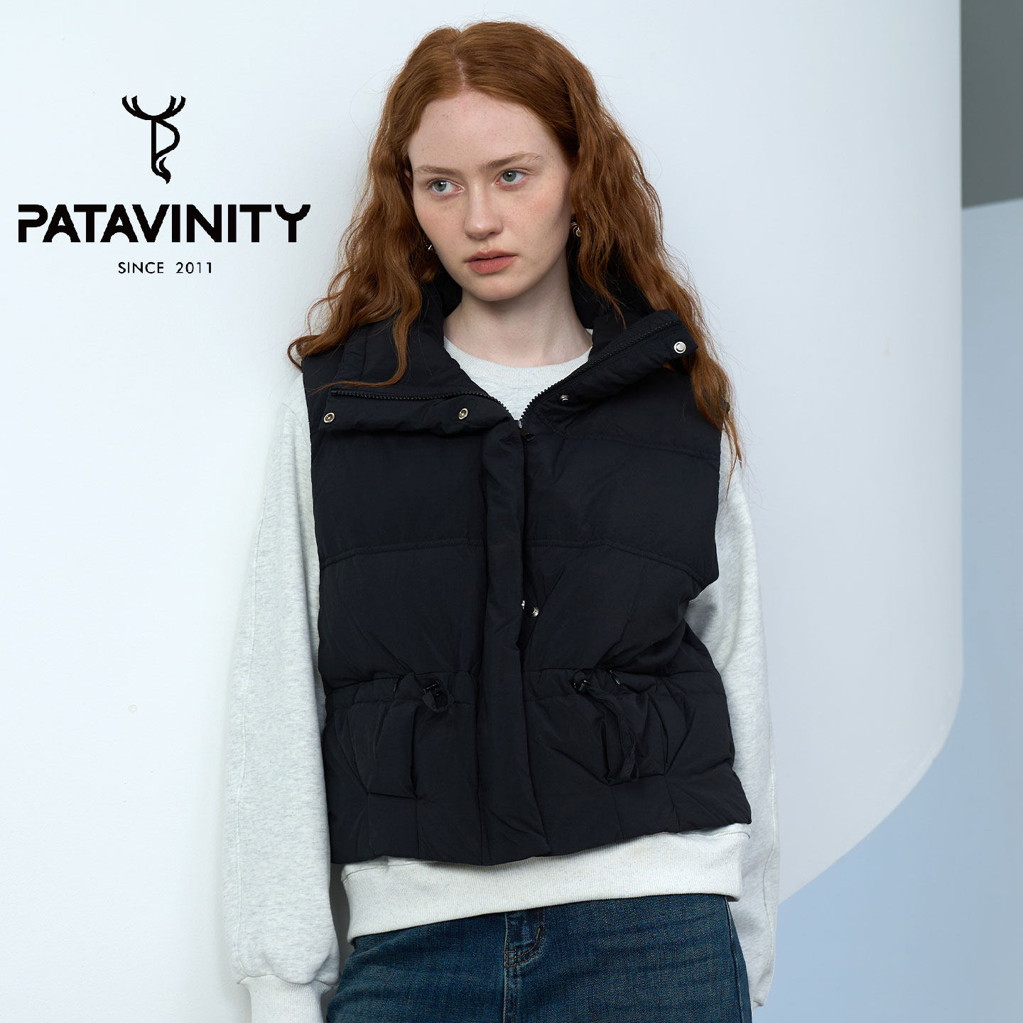 PATAVINITY抽绳立领无袖羽绒马甲女秋冬外搭坎肩背心面包服外套,女装/女士精品,时尚羽绒马夹,淘宝优惠券,粉丝福利购,淘宝优惠卷