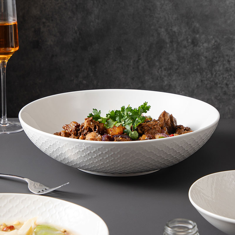 酒店餐厅陶瓷大号汤盘创意陶瓷碗