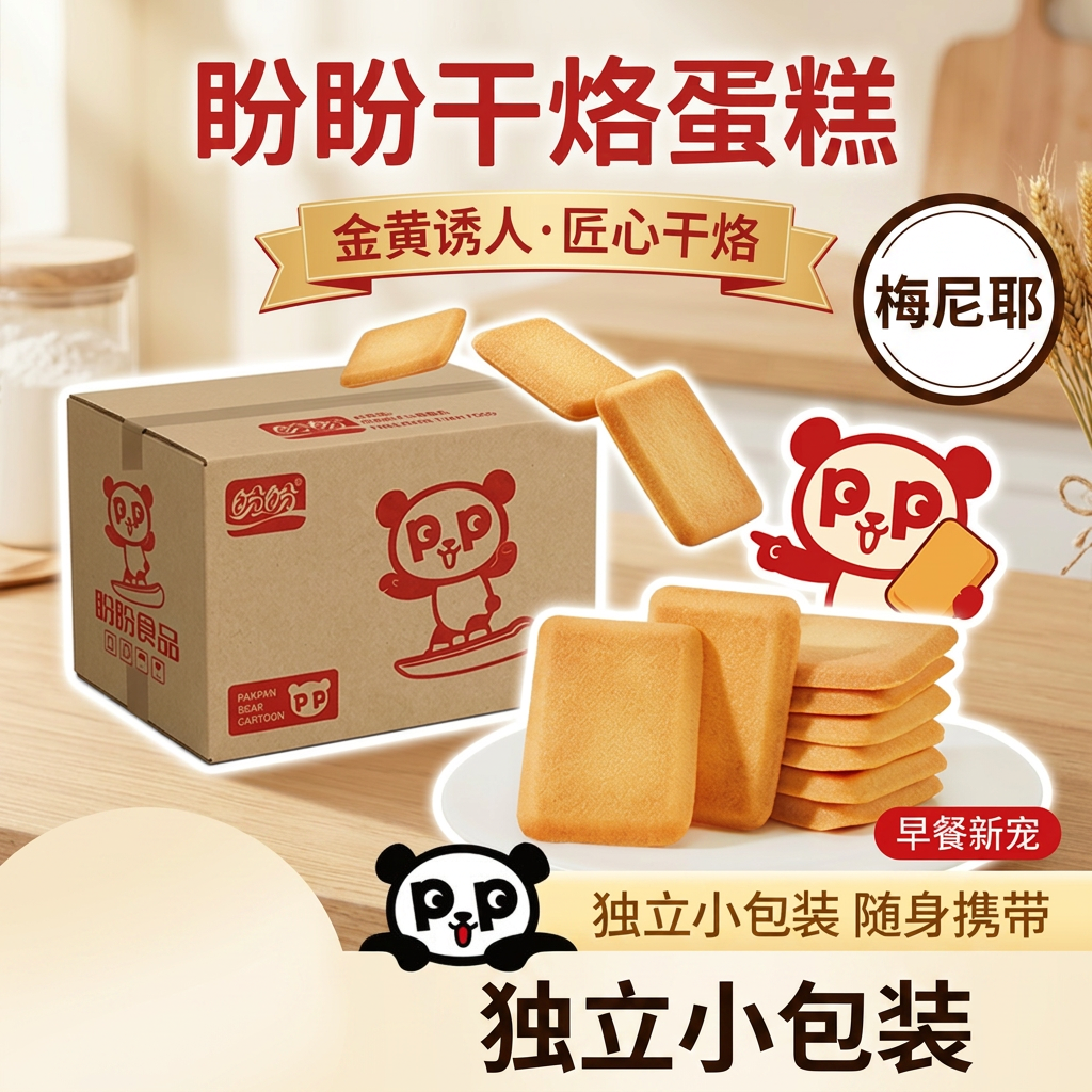 盼盼梅尼耶干蛋糕饼干早餐面包干整箱零食独立小包装休闲小吃散装