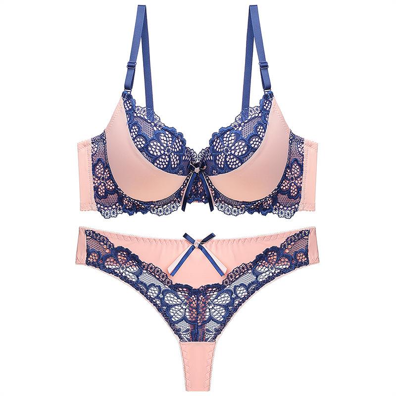 Lace gathered sexy bra set shaped AB underwear set