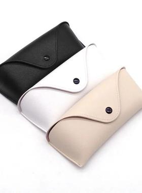 1pc Durable Leather Glasses Case Sunglasses Solid Color Pouc