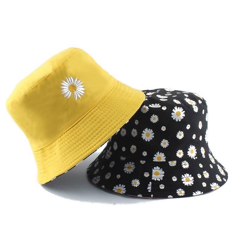 Summer Daisies Bucket Hat Women Fashion Cotton Beach Sun Hat
